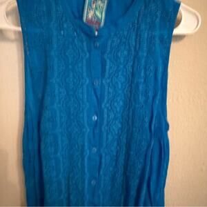 Johnny. Was embroidered Vibrant Blue Sleeveless Maxi Dress